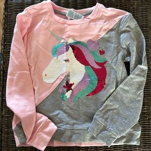 Extremely Me Girls Unicorn Sweatshirt Pink/Gray Size 7/8 Reverse Sequin